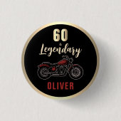Verjaardagsfeest motorfiets 60ste verjaardag ronde button 3,2 cm (Voorkant)