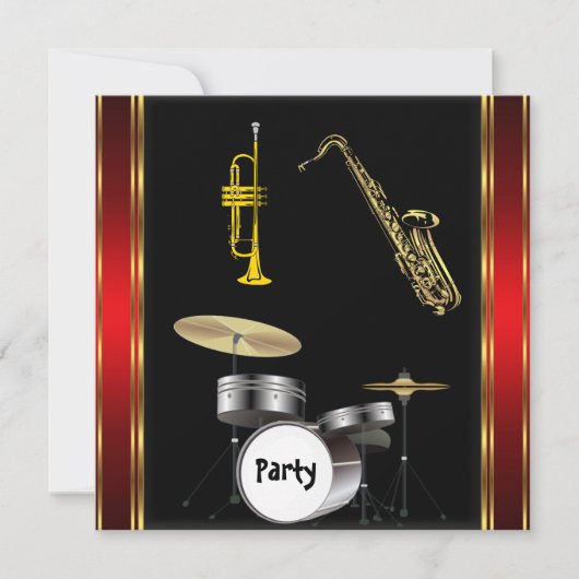 Verjaardagsfeest Muziek Dans Uitnodiging (Voorkant)