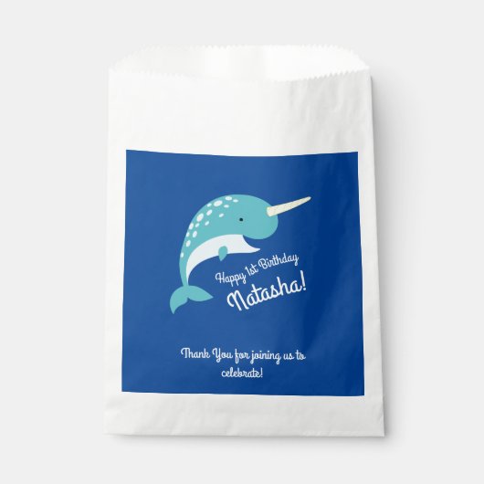 Verjaardagsfeest Narwhal Bedankzakje (Voorkant)