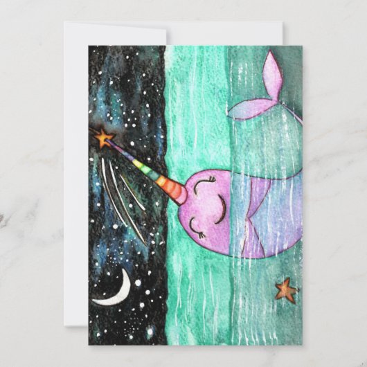 Verjaardagsfeest Narwhal Kaart (Voorkant)