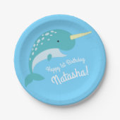 Verjaardagsfeest Narwhal Papieren Bordje (Voorkant)