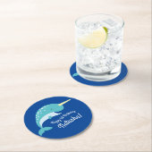 Verjaardagsfeest Narwhal Ronde Kartonnen Onderzetter (Insitu)
