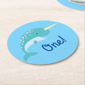 Verjaardagsfeest Narwhal Ronde Kartonnen Onderzetter (Gebogen)