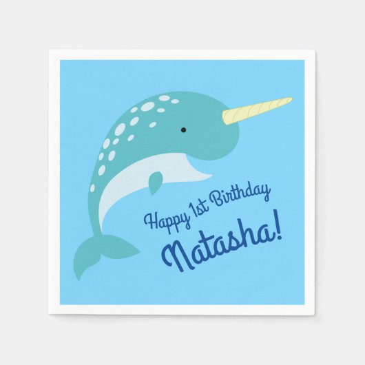 Verjaardagsfeest Narwhal Servet (Voorkant)