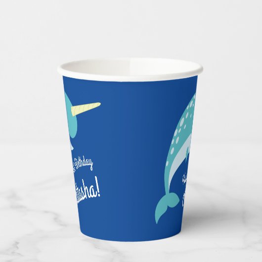 Verjaardagsfeest Narwhals Papieren Bekers (Links)