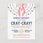 Verjaardagsfeest Nautisch Strand Rivierkreeft Kora Uitnodiging Briefkaart (Voorkant)