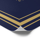 Verjaardagsfeest Navy En Gouden Welkomstbord Poster (Hoek)