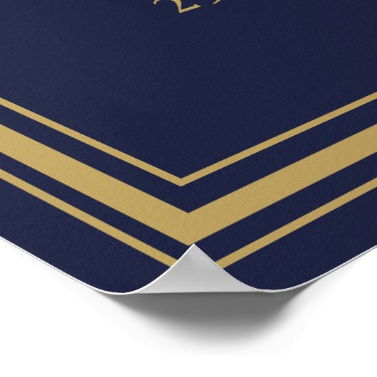 Verjaardagsfeest Navy En Gouden Welkomstbord Poster (Hoek)