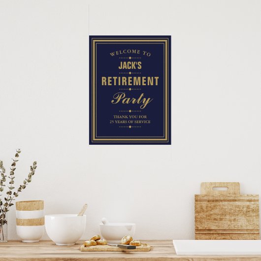 Verjaardagsfeest Navy En Gouden Welkomstbord Poster (Keuken)