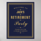 Verjaardagsfeest Navy En Gouden Welkomstbord Poster (Voorkant)