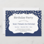 verjaardagsfeest Navy Silver Dot Kaart (Voorkant)