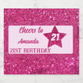 Verjaardagsfeest Night Pink Glitter vrouwen Sparkling Wijnetiket (Enkel label)