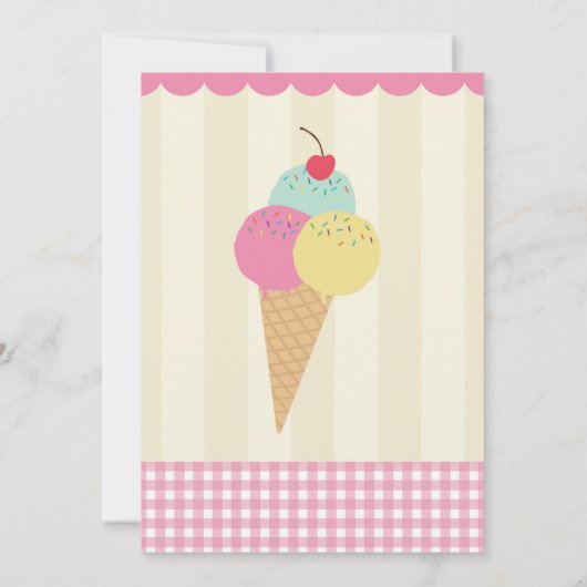 Verjaardagsfeest Nodig Ice Cream Scoop Parlor uit Kaart (Achterkant)