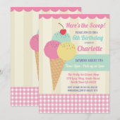 Verjaardagsfeest Nodig Ice Cream Scoop Parlor uit Kaart (Voorkant / Achterkant)