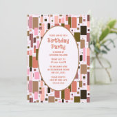 Verjaardagsfeest Nodig  Mid-Century Modern uit Kaart (Staand voorkant)