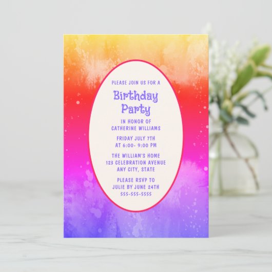 Verjaardagsfeest Nodig Sjabloon uit Elke Leeftijd Kaart (Staand voorkant)