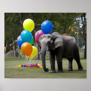 Verjaardagsfeest Olifant Fotografie Achtergrond Poster