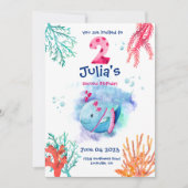 Verjaardagsfeest onder de zee walvis, oceandieren kaart (Voorkant)