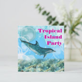 verjaardagsfeest op tropisch eiland kaart (Staand voorkant)