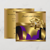 Verjaardagsfeest Paars Goud Abstract Kaart (Voorkant / Achterkant)