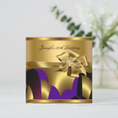 Verjaardagsfeest Paars Goud Abstract Kaart (Staand voorkant)