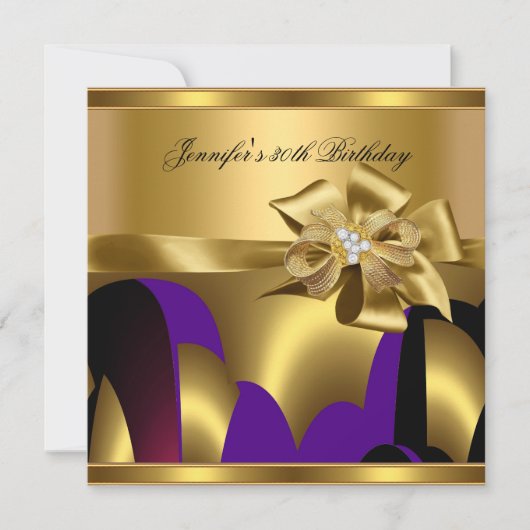 Verjaardagsfeest Paars Goud Abstract Kaart (Voorkant)