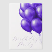 Verjaardagsfeest Paarse ballonnen Vellum Uitnodigingen (Voorkant)