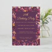 Verjaardagsfeest-paarse bloemen- kaart (Staand voorkant)