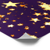 Verjaardagsfeest paarse gouden sterren welkom poster (Hoek)