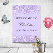 Verjaardagsfeest paarse lavendel glitters naam poster