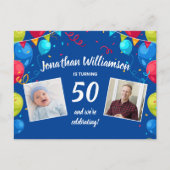 Verjaardagsfeest per post, 2 foto's, elke leeftijd briefkaart (Voorkant)