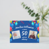 Verjaardagsfeest per post, 2 foto's, elke leeftijd briefkaart (Staand voorkant)