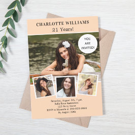 Verjaardagsfeest perzik foto collage kaart