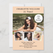 Verjaardagsfeest perzik foto collage kaart (Voorkant)