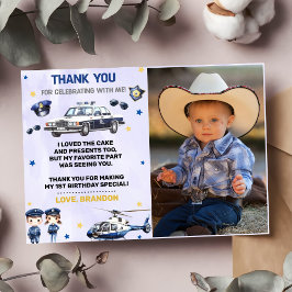 Verjaardagsfeest Politie Jongen Foto Dank Je Kaart