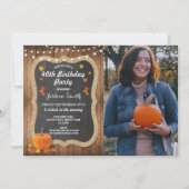 Verjaardagsfeest Pompoen Rustiek Hout Krijt Foto Kaart (Voorkant)