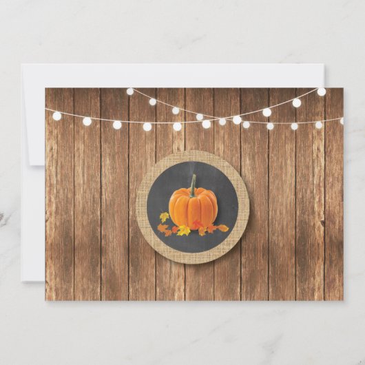 Verjaardagsfeest Pompoen Rustiek Hout Krijt Foto Kaart (Achterkant)