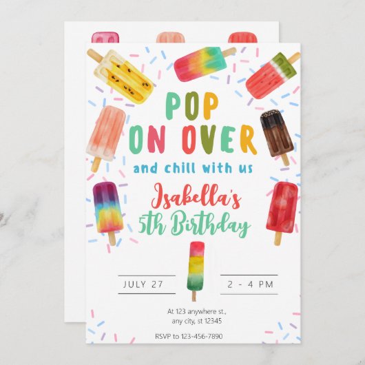 verjaardagsfeest pop kaart (Voorkant / Achterkant)