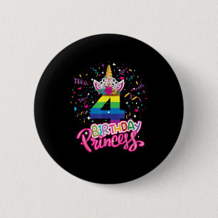 Verjaardagsfeest Prinses Eenhoorn 4e Bir Ronde Button 5,7 Cm