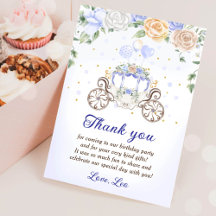 Verjaardagsfeest prinses koets bedankkaart