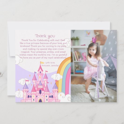 Verjaardagsfeest Prinses Koninklijk Kasteel Bedankkaart (Voorkant)