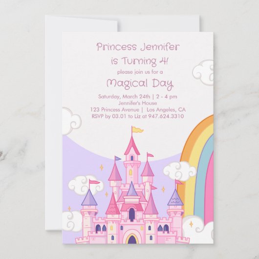 Verjaardagsfeest Prinses Koninklijk Kasteel Kaart (Voorkant)