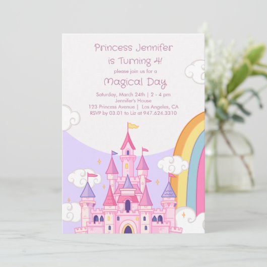 Verjaardagsfeest Prinses Koninklijk Kasteel Kaart (Staand voorkant)