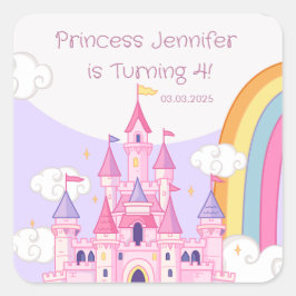 Verjaardagsfeest Prinses Koninklijk Kasteel Vierkante Sticker