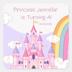 Verjaardagsfeest Prinses Koninklijk Kasteel Vierkante Sticker