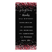 Verjaardagsfeest Programma Menu zwart rood (Voorkant)