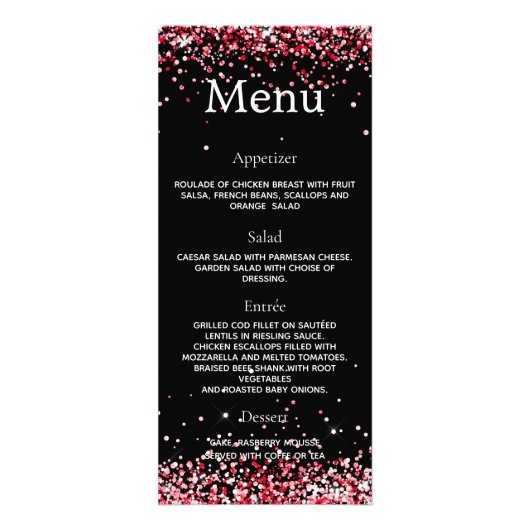 Verjaardagsfeest Programma Menu zwart rood (Achterkant)