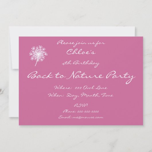 Verjaardagsfeest Queen Anne's Lace Bloemenmeisje Kaart (Achterkant)