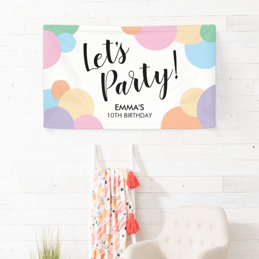 Verjaardagsfeest Rainbow Balloon Stippen Naam Bann Spandoek (Insitu)