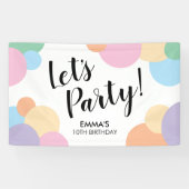 Verjaardagsfeest Rainbow Balloon Stippen Naam Bann Spandoek (Horizontaal)